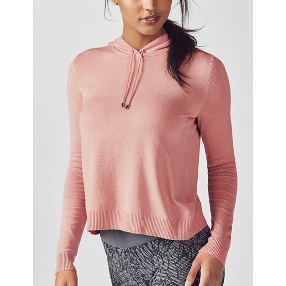 NWT Fabletics Soft Pink Josie Hooded Sweater Open Back Sz 1X Athleisure - Picture 7 of 8
